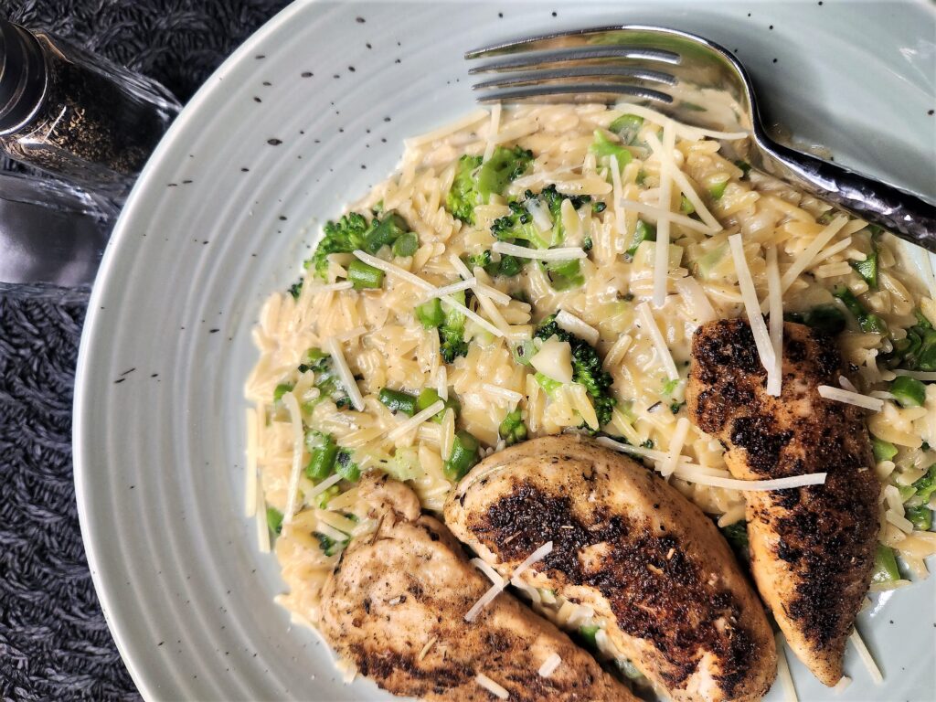 Chicken with Broccoli Asparagus Orzo