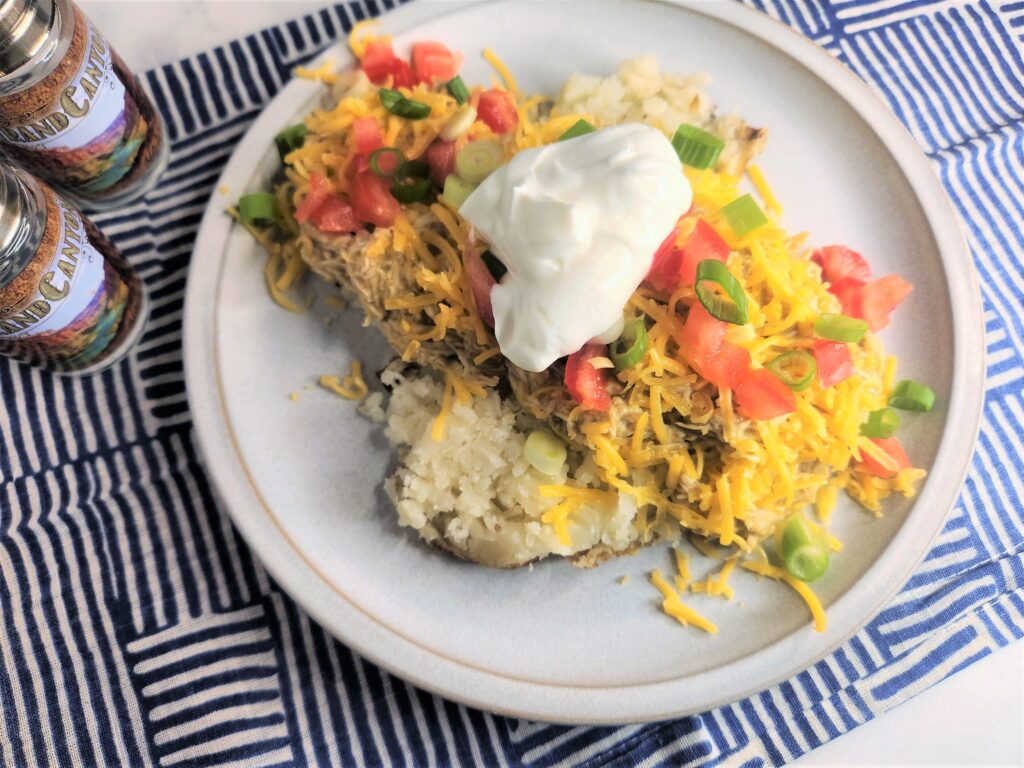 Chicken Enchilada Baked Potatoes