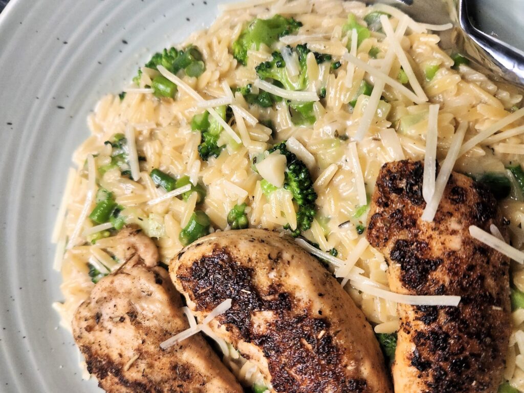 Chicken with Broccoli Asparagus Orzo