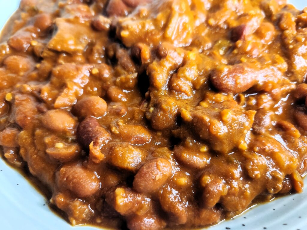 Delicious Chunky Chili zoomed in to show every delicious morsal.