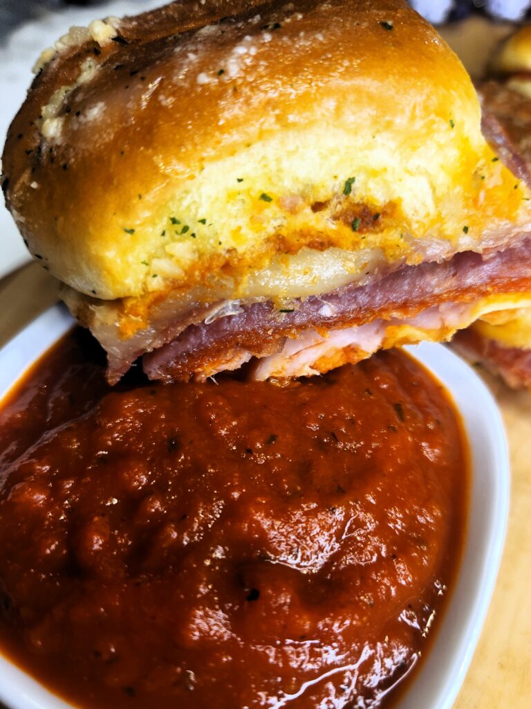 Italian Pizza Sliders are best served with a side of marinara.