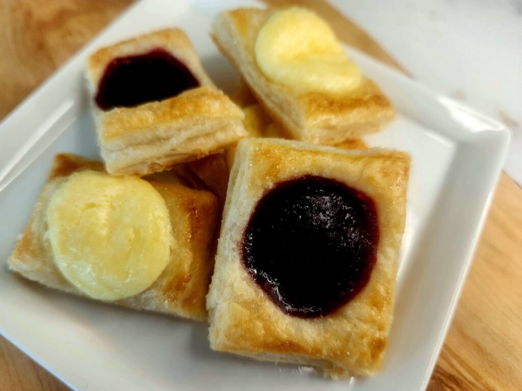 Cheese and Mixed Berry Danish plated and ready to eat
