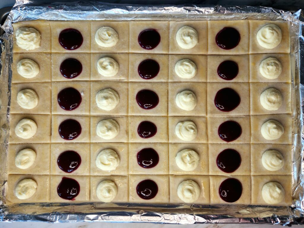 Puff Pastry topped with Cheese Filling and Mixed Berry Filling