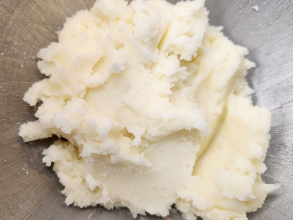 Creamed butter and sugar for Easter Bunny Cookies