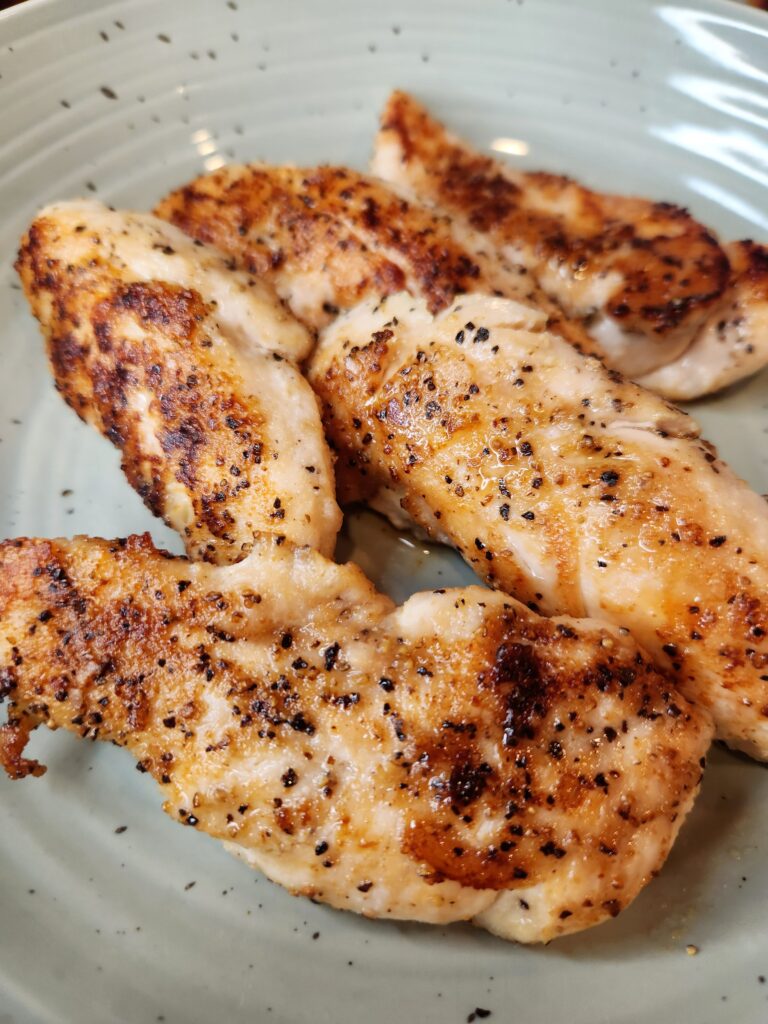 Pan Seared Chicken Tenderloins served up and ready to eat