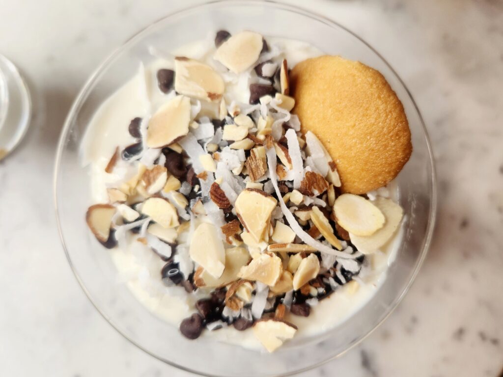 Top view of finished Chocolate Chip Coconut Parfait