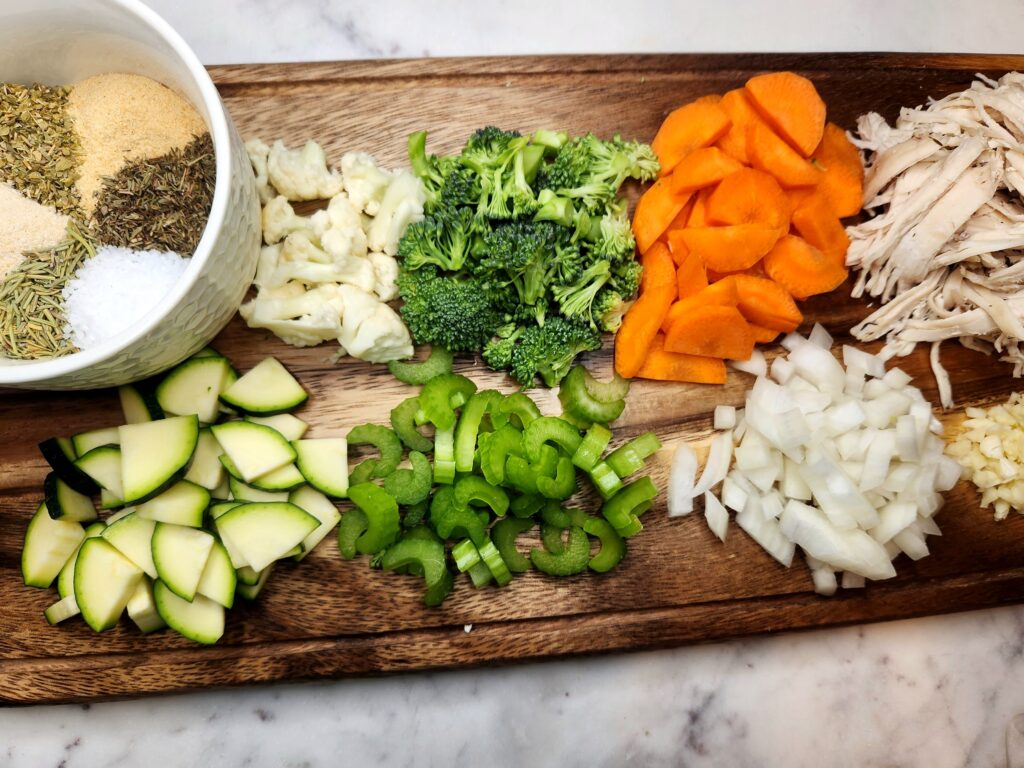 Ingredients for Chicken and Orzo Vegetable Soup