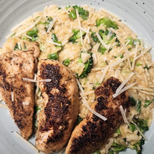 Chicken with Broccoli Asparagus Orzo