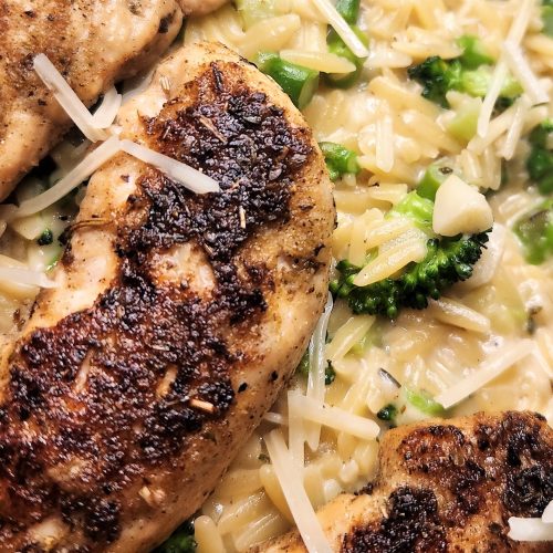 Chicken with Broccoli Asparagus Orzo